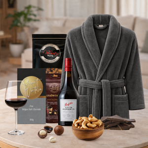 Men's Red Wine Pamper Gift with wine and relaxing essentials
