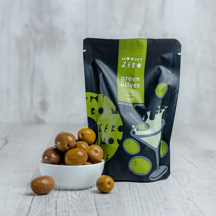 packet of Mount Zero Green Olives 80g