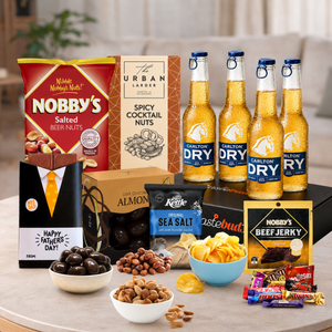 Premium Father's Day beer gift hamper with a choice of Asahi, Corona, Carlton Dry, James Squire or Great Northern and gourmet snacks.