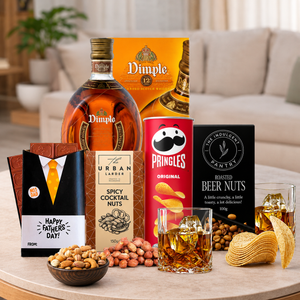 Premium Father's Day whisky hamper featuring your choice of Chivas Regal, Jack Daniel's, Johnnie Walker Black or Dimple with gourmet snacks.