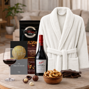 Red Wine Gift Hamper for Men with premium wine and gourmet treats