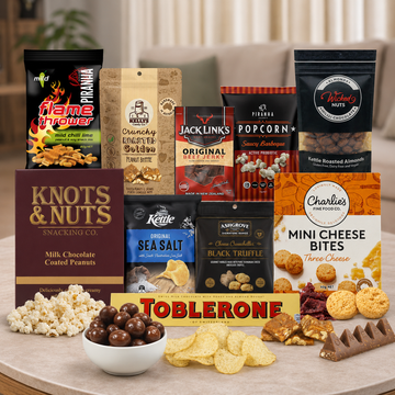 Sweet and Savoury Snack Hamper with chocolates, chips, nuts and gourmet treats