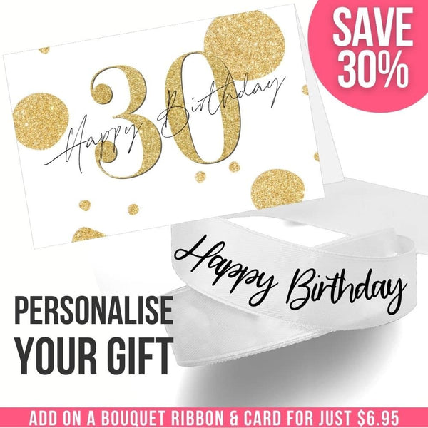 30th Birthday Card + Ribbon Bundle