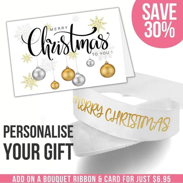 Merry Christmas Card + Ribbon Bundle - Gold