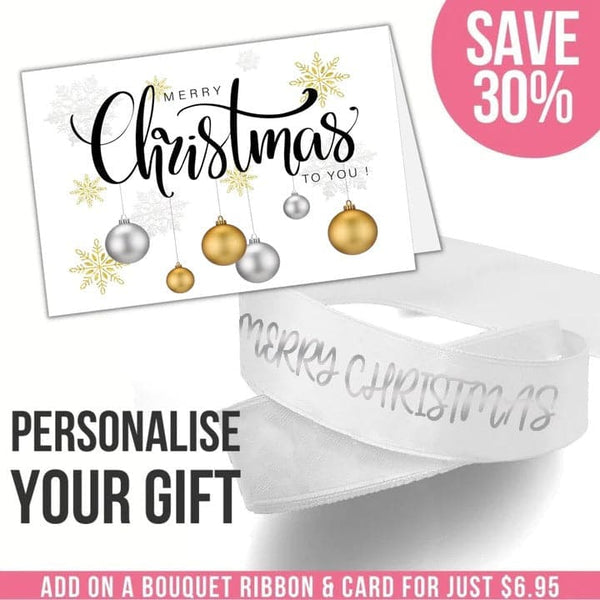 Merry Christmas Card + Ribbon Bundle - Silver - Tastebuds