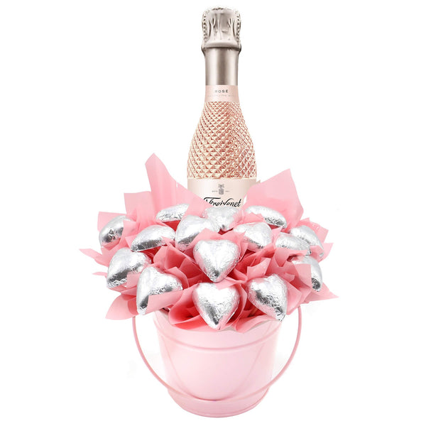 Pink Bubbles Chocolate Bouquet with Freixenet Italian Sparkling Rose Piccolo 